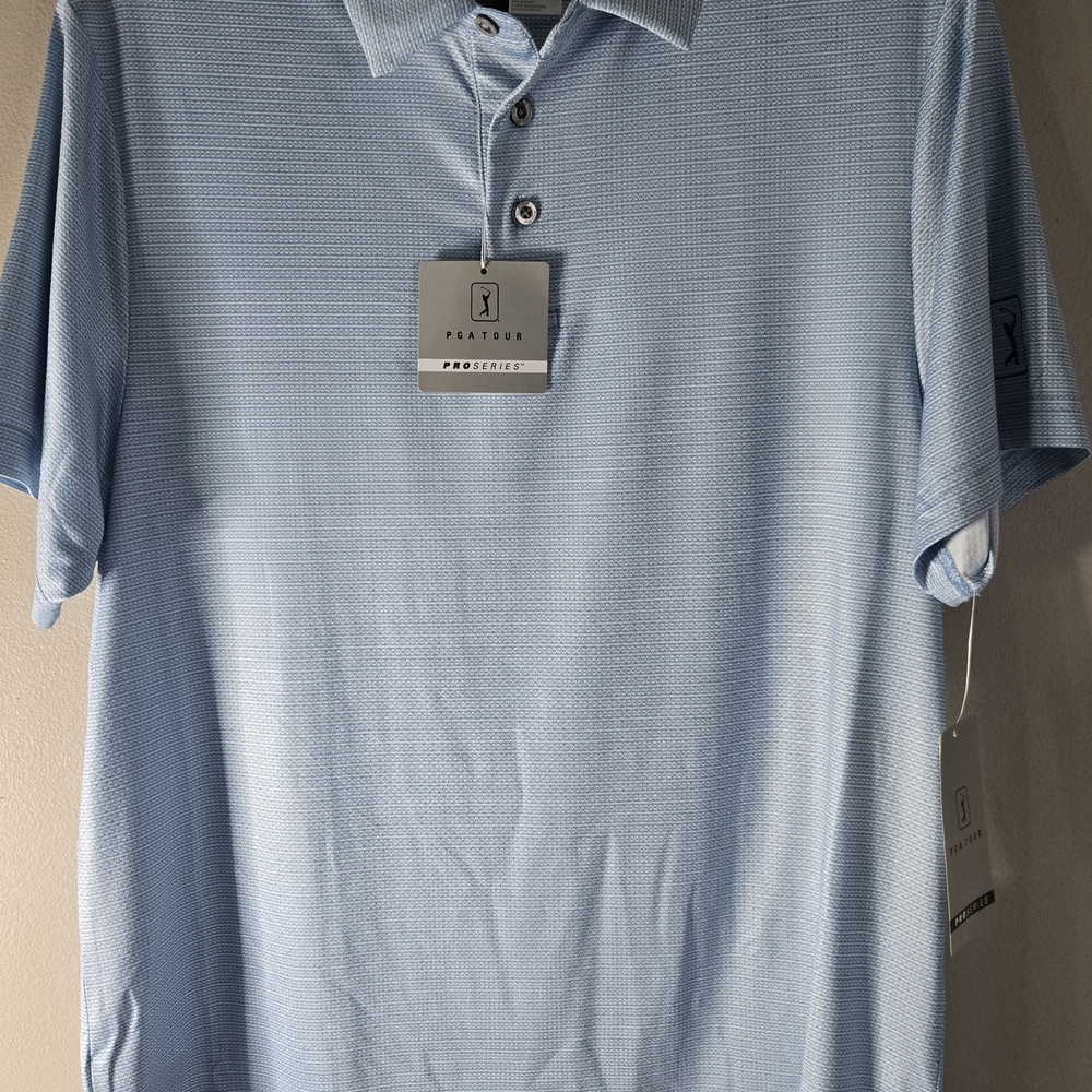 PGA Tour ProSeries Golf Polo Shirt Men Light Blue Performance New with Tags - Picture 7 of 7